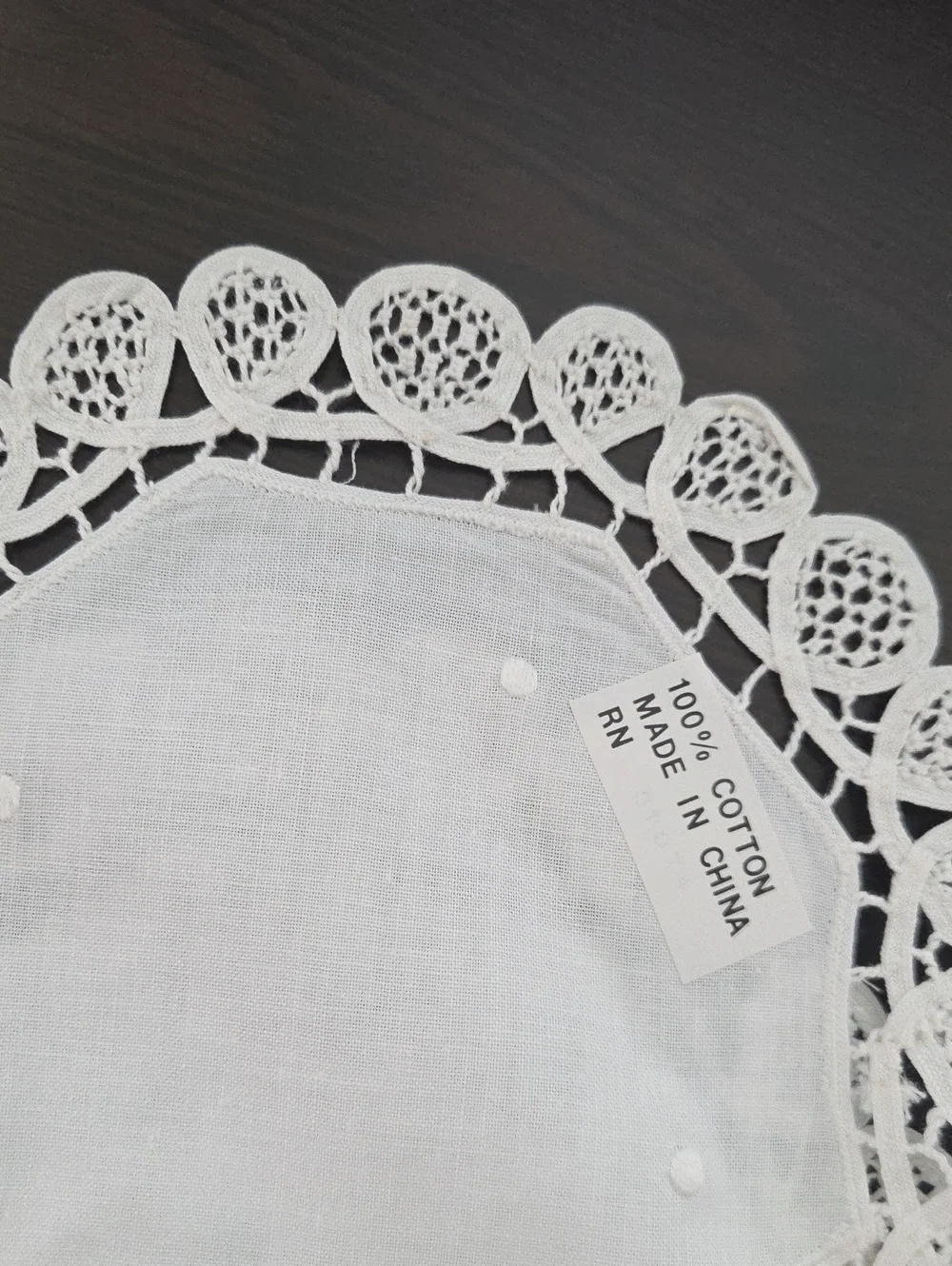 Hand Embroidery White Cotton Lace Doily - Classic Home Dining Accent Set of 6